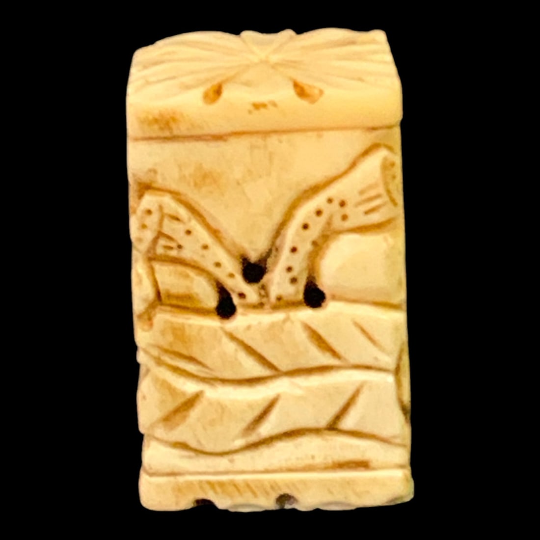 Hand-carved Bone Toggle: Hand-carved Bone Toggle Featuring Intricate Carved Detailing1 1/2" Long