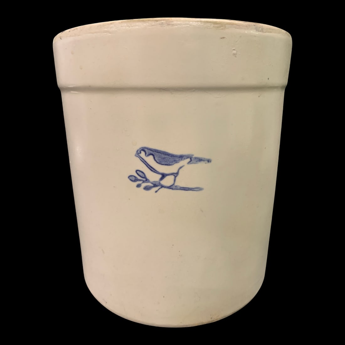 Vintage Burley Clay Stoneware Crock: Vintage Burley Clay Stoneware Crock Featuring A Cobalt Blue Bird On A BranchMarked On Bottom: Burley Clay, Usa8 1/2" Tall