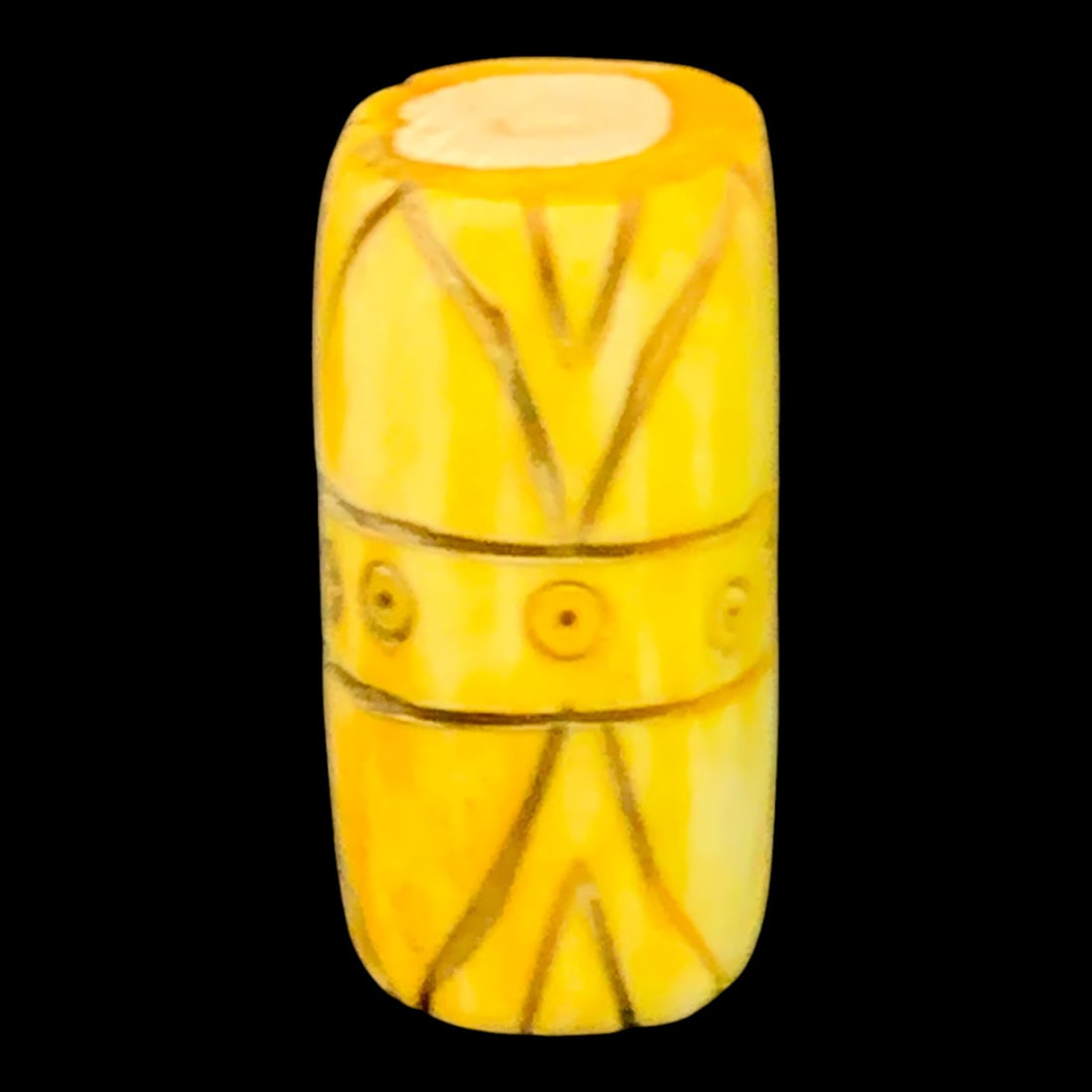 Yellow Hand-carved Bone Toggle - 2