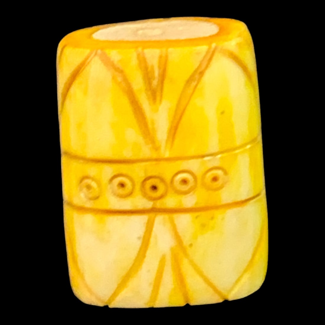 Yellow Hand-carved Bone Toggle - 3