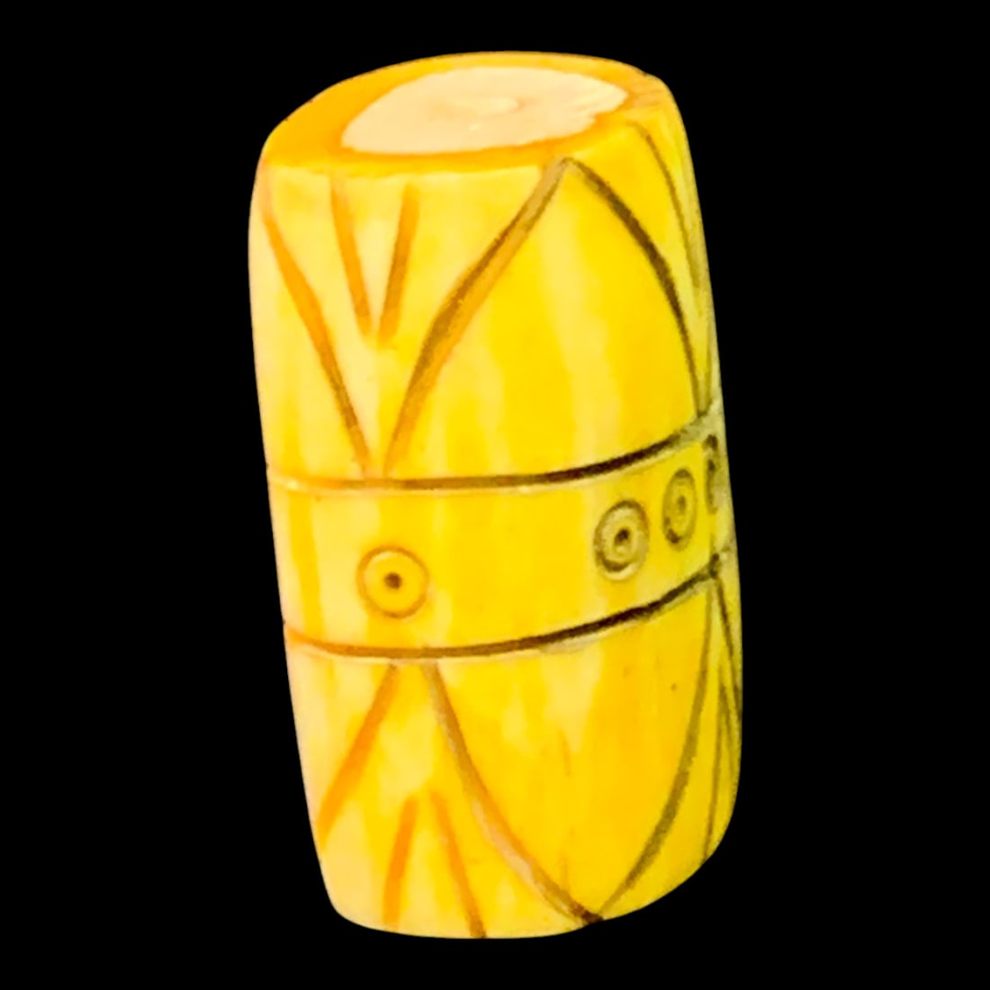 Yellow Hand-carved Bone Toggle - 4