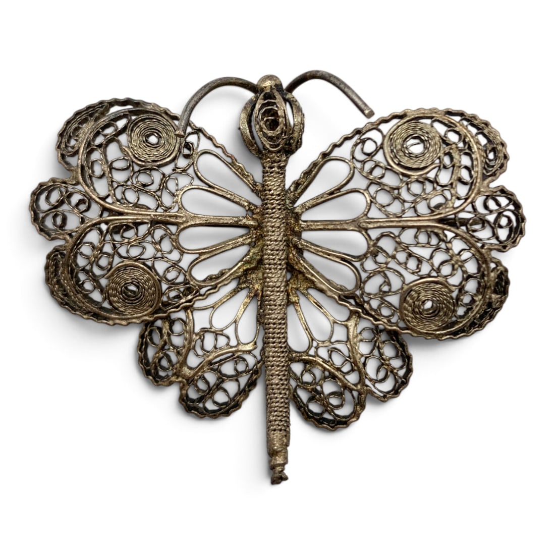 Vintage Silver Filigree Butterfly Pin: Vintage Silver Butterfly Pin Featuring A Intricate Filigree DesignTests Silver - 1 5/8" Long - 7.2 Grams