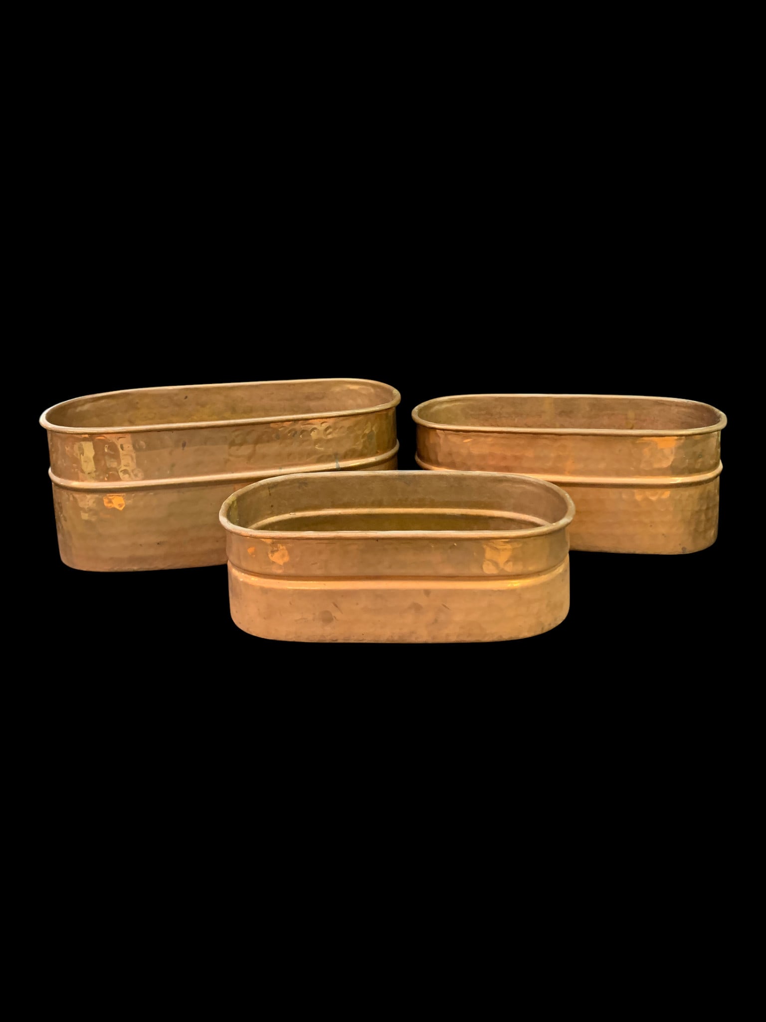 3 Vintage Copper Trough Pots - 2