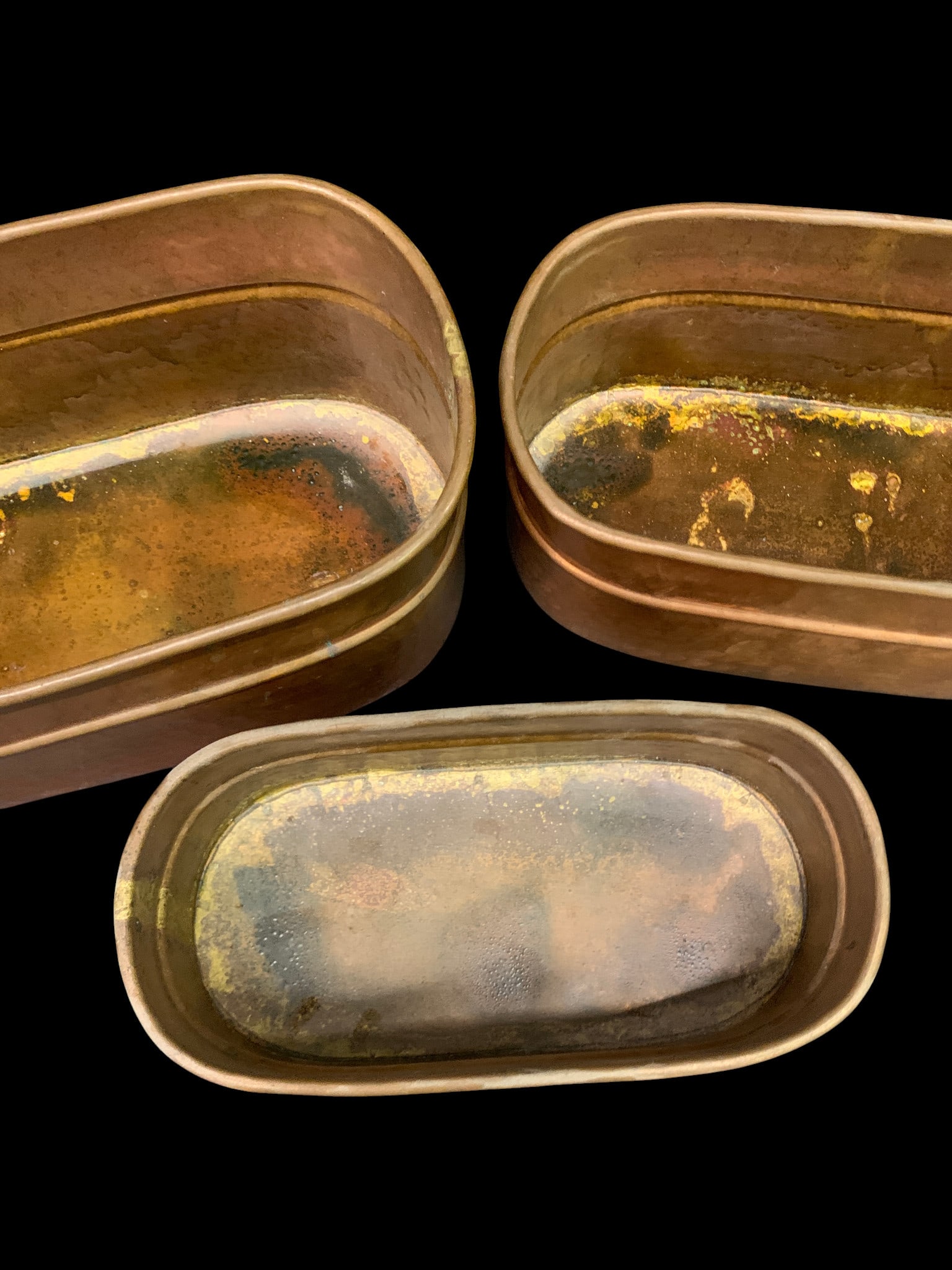 3 Vintage Copper Trough Pots - 4