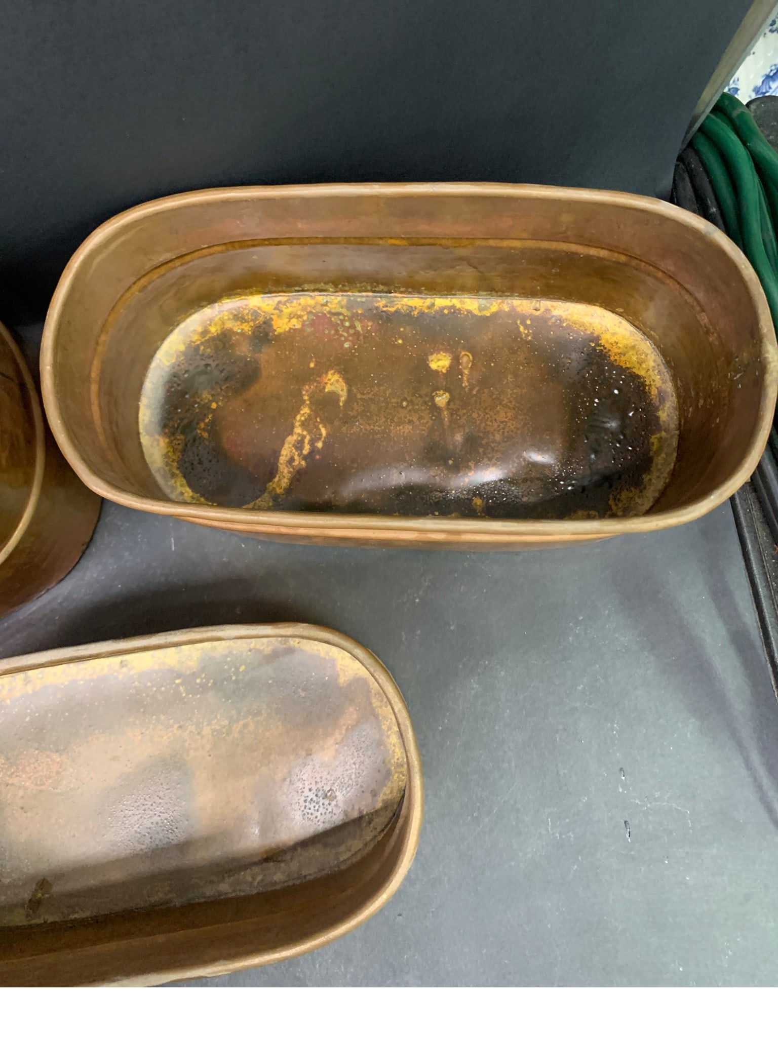 3 Vintage Copper Trough Pots - 5