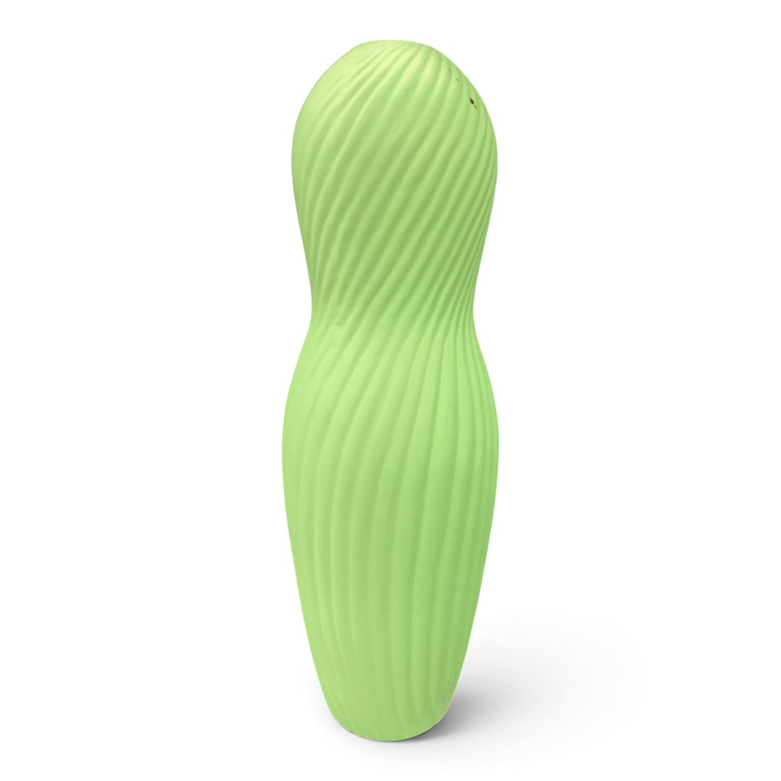 Chinese Green Ceramic Vase: Chinese Ceramic Vase Featuring A Matte Green Color And A Spiral Body Design 13 1/2" Tall