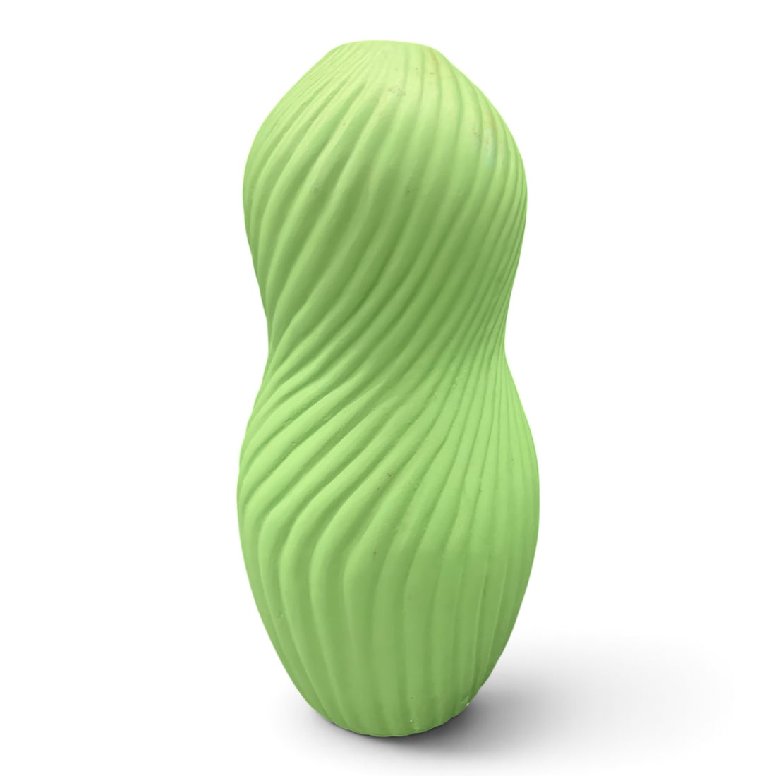 Chinese Green Ceramic Vase: Chinese Ceramic Vase Featuring A Matte Green Color And A Twisted Design 8 3/4" Tall