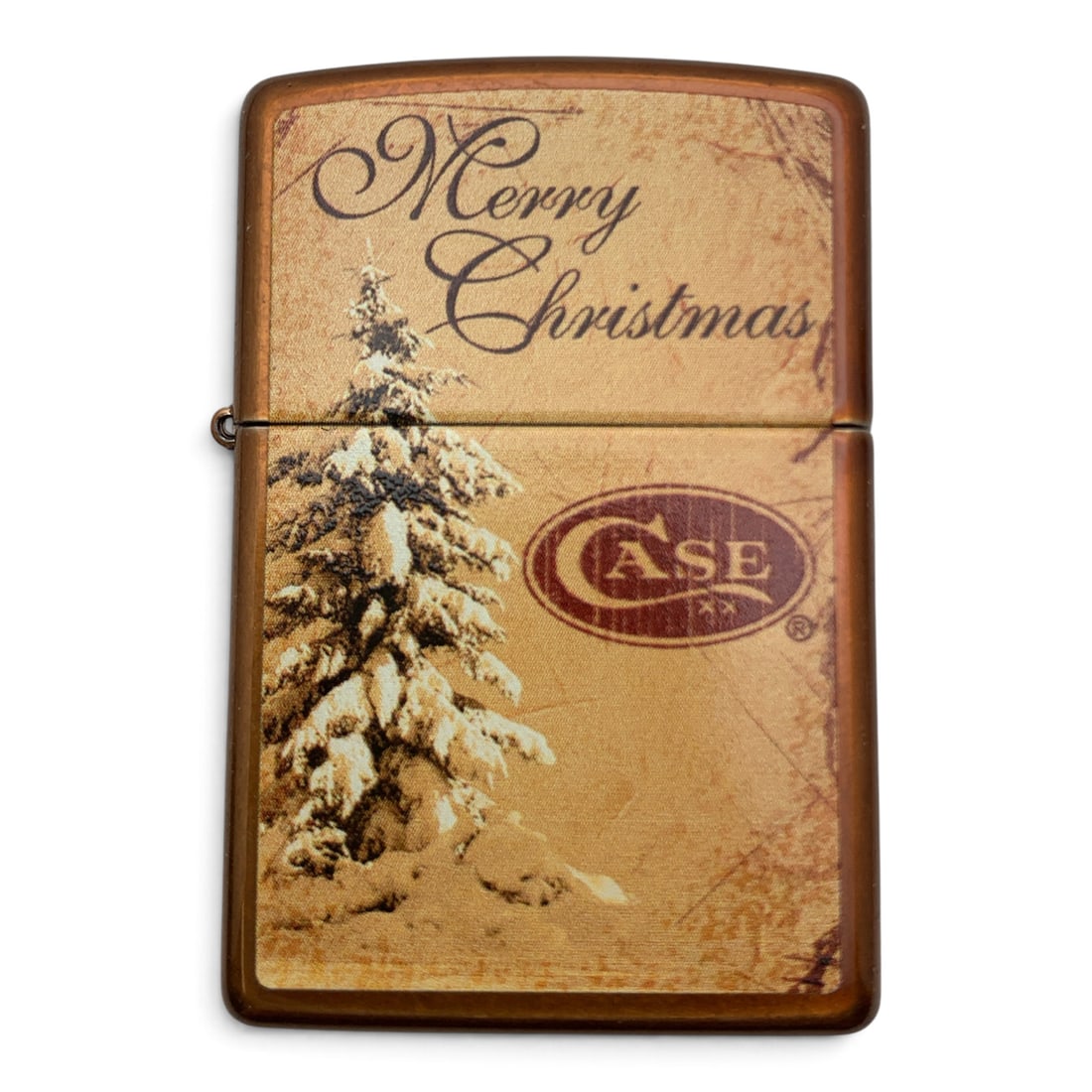 Vintage Zippo Case Merry Christmas Lighter: Vintage Zippo Case Lighter In A Fitted Case With A Merry Christmas Tree Motif