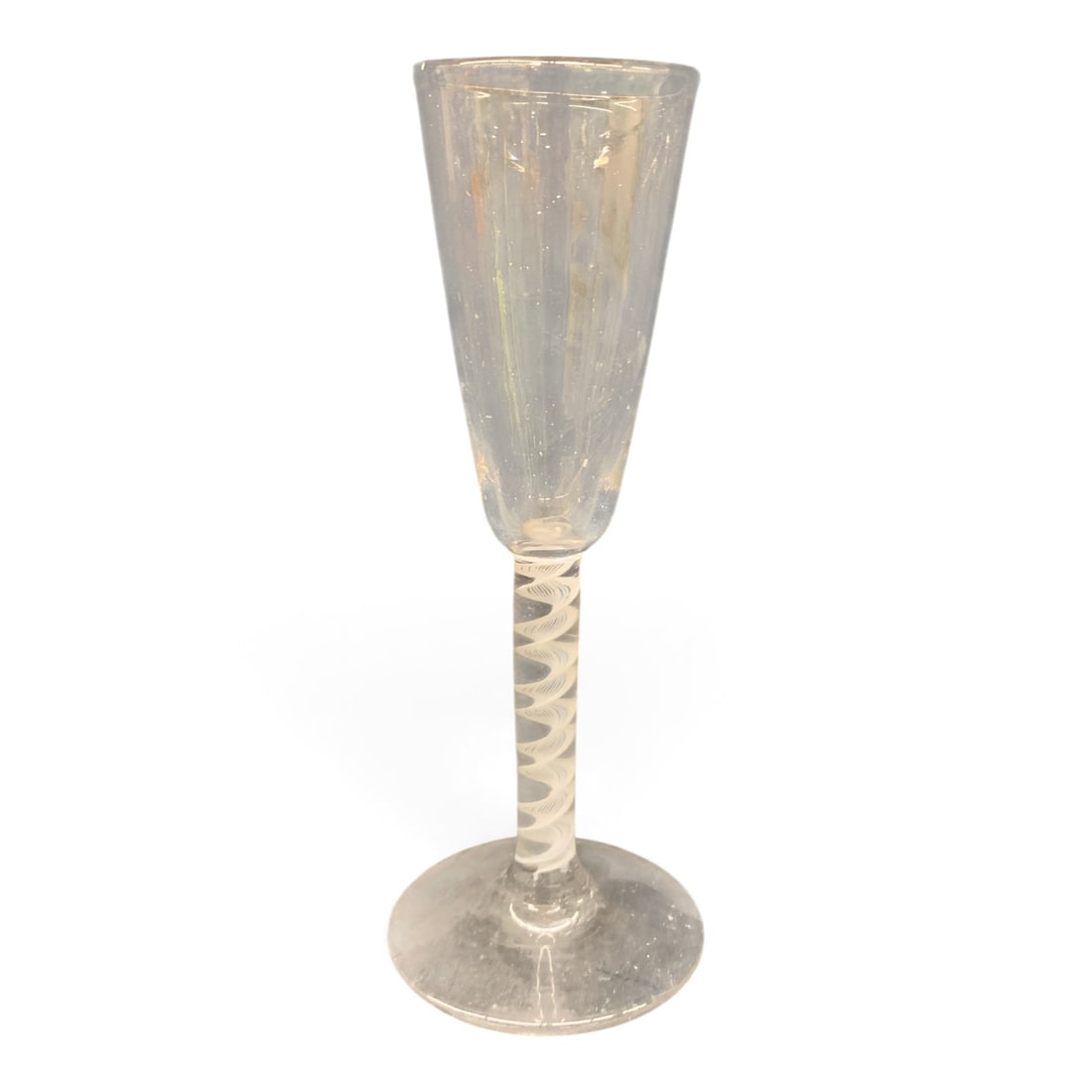 Antique 18th Century Stemmed Glass: Antique 18th Century Stemmed Glass Featuring A Double Series Opaque Twist In The Stem.7 5/8" Tall