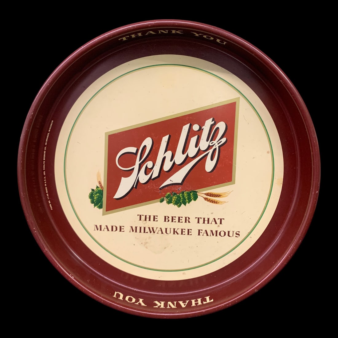 Vintage Metal Schlitz Brewing Company Serving Tray (1 of 3)