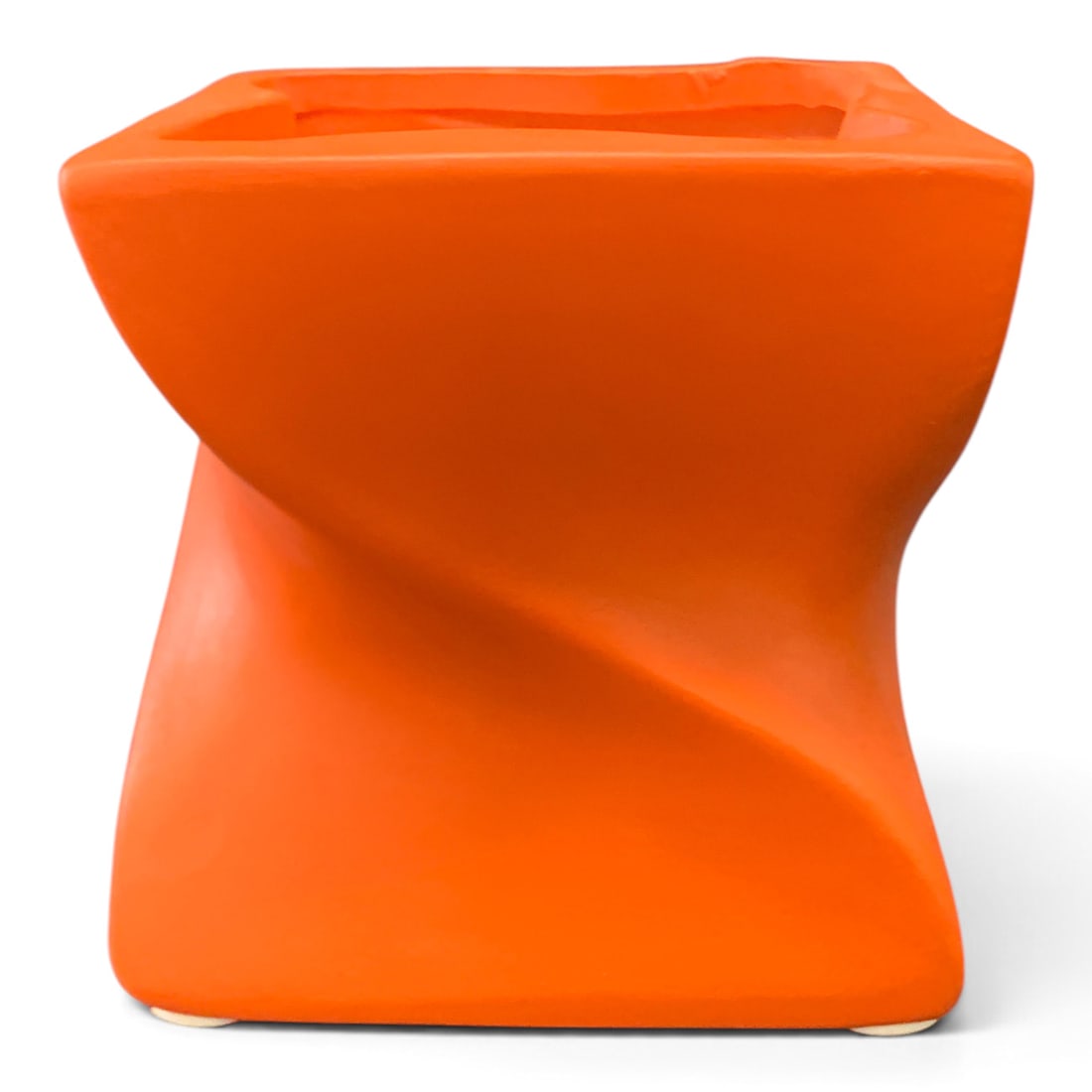 Signed Chinese Orange Ceramic Vase - 2
