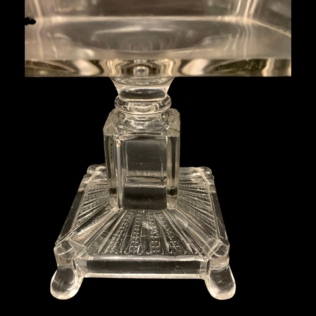 Pressed Glass Covered Square Compote Dish - 6