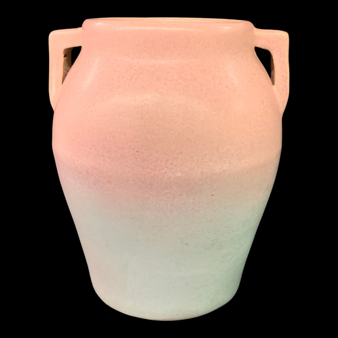 Vintage Double-handled Ceramic Art Pottery Vase: Vintage Double-handled Ceramic Art Pottery Vase Featuring A Soft Pink To White Ombre Glaze FinishMarked On Bottom: 1136 7/8" Tall
