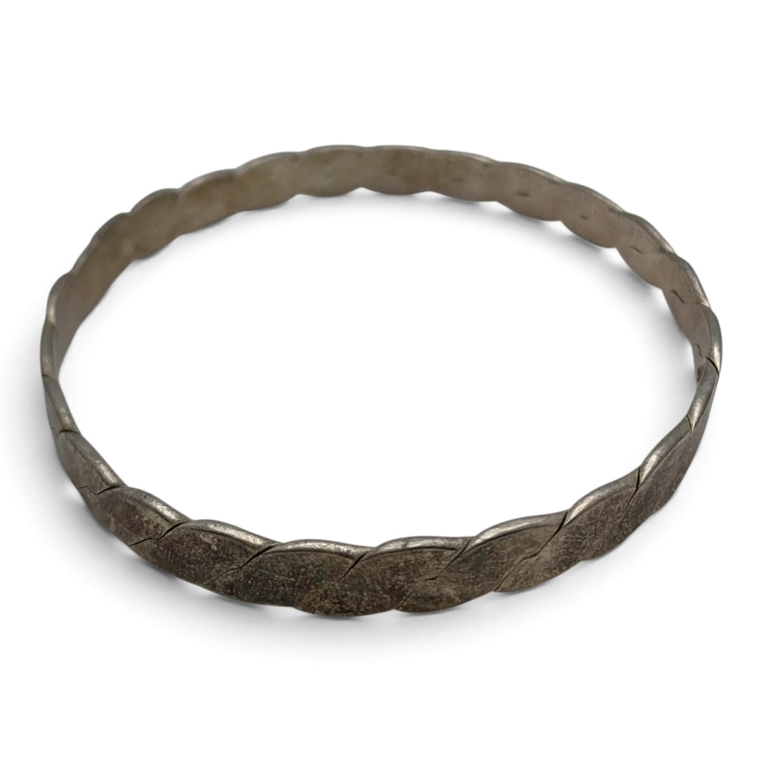 Vintage Sterling Silver Bangle Bracelet: Vintage Sterling Silver Bangle Bracelet With A Twisted Design Marked: 925 - 2 5/8" Inside Width - 16.6 Grams
