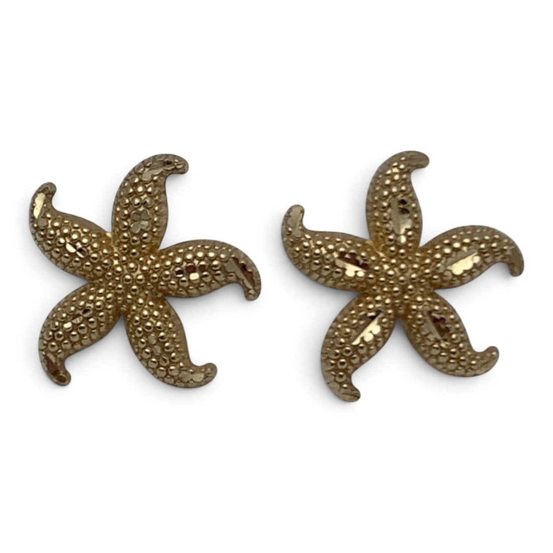 Pair Of 14k Yellow Gold Starfish Earrings: Pair Of 14k Yellow Gold Starfish Earrings Featuring A Textured Design Marked: 14k - 5/8" Long - 1.8 Dwt