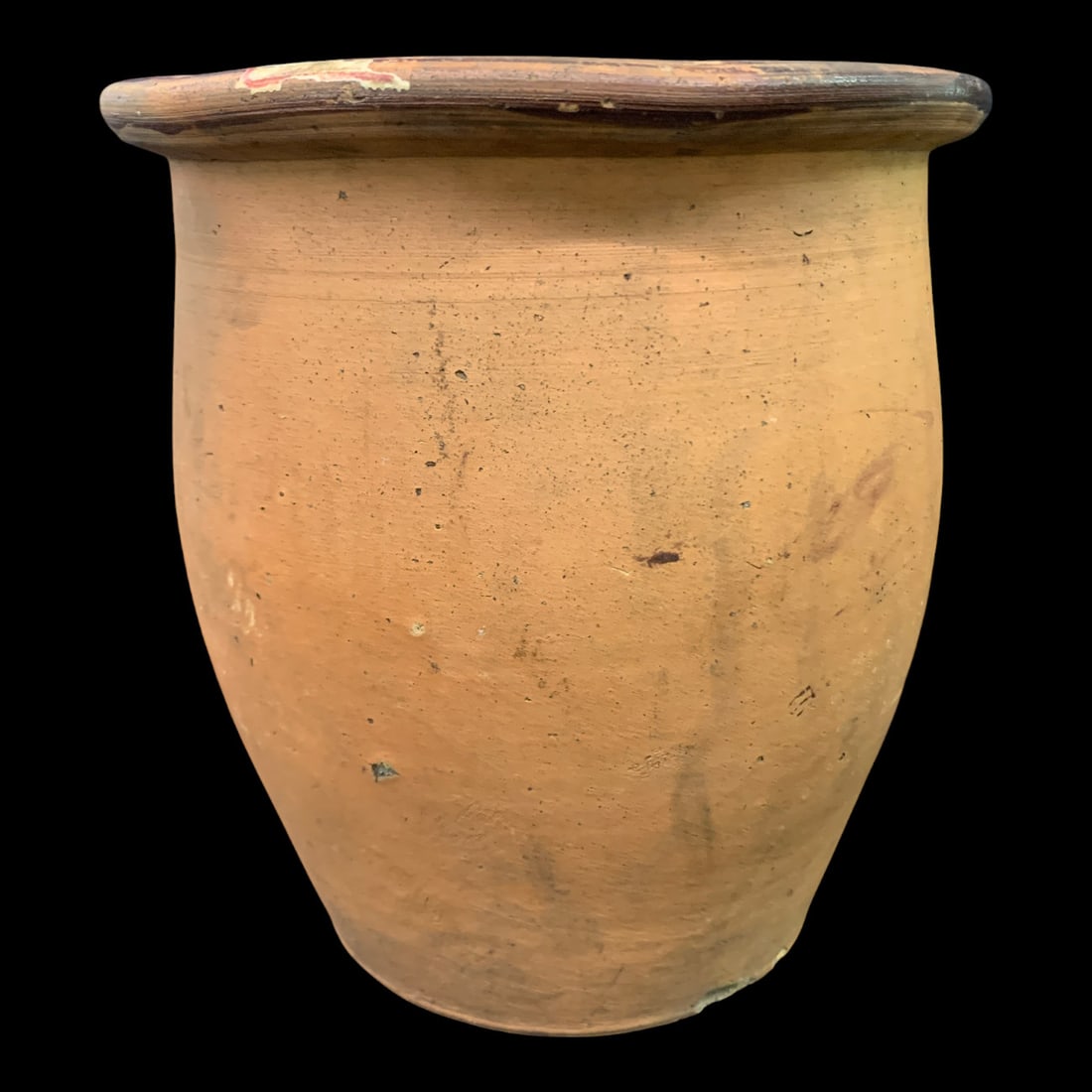 Large Clay Pot: Large Clay Pot Featuring A Glazed Interior 10" Tall