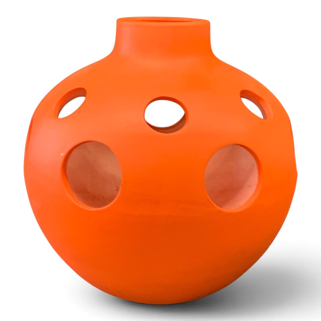 Signed Chinese Orange Ceramic Vase - 2