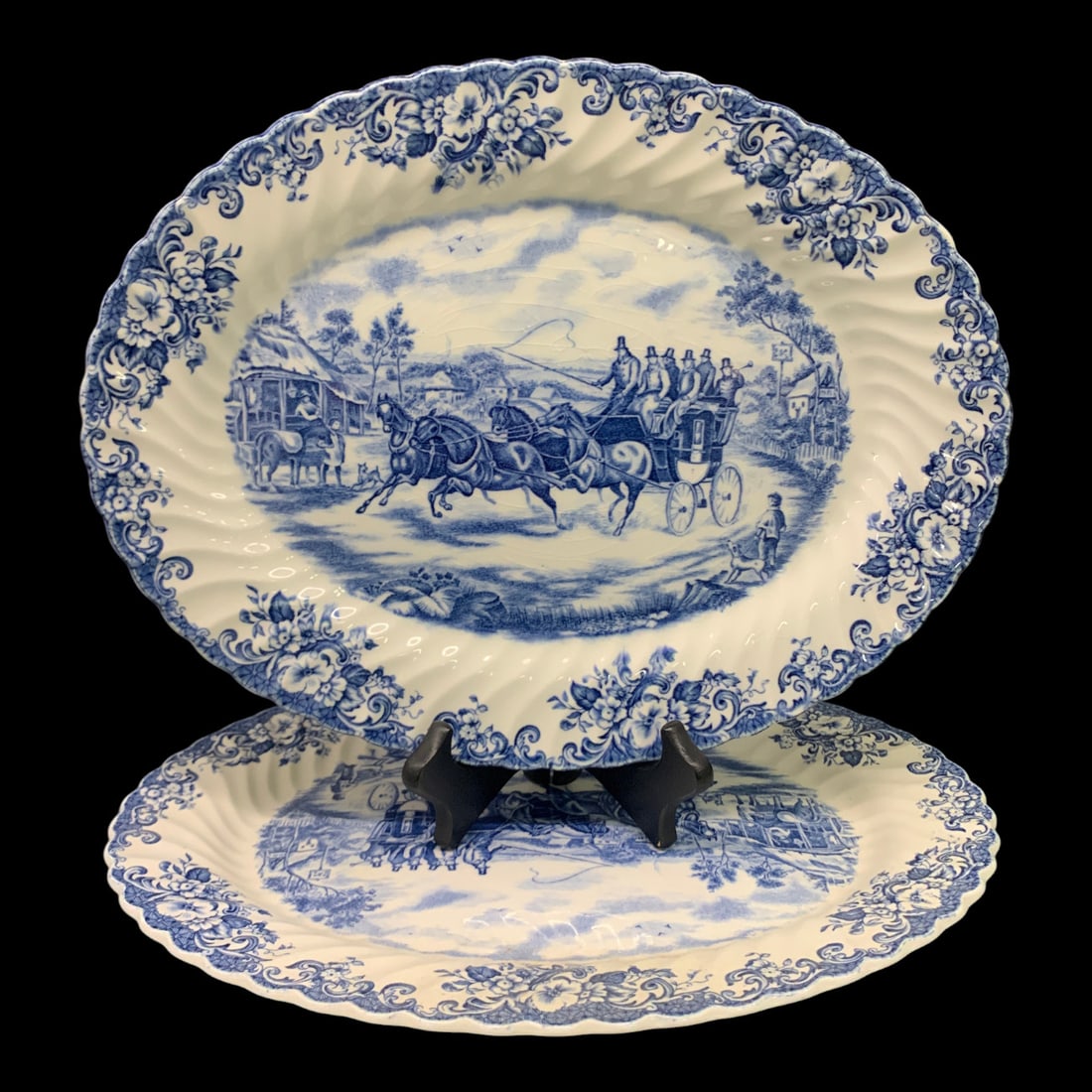 2 Johnson Brothers Blue Transfer Ware Platters (1 of 8)