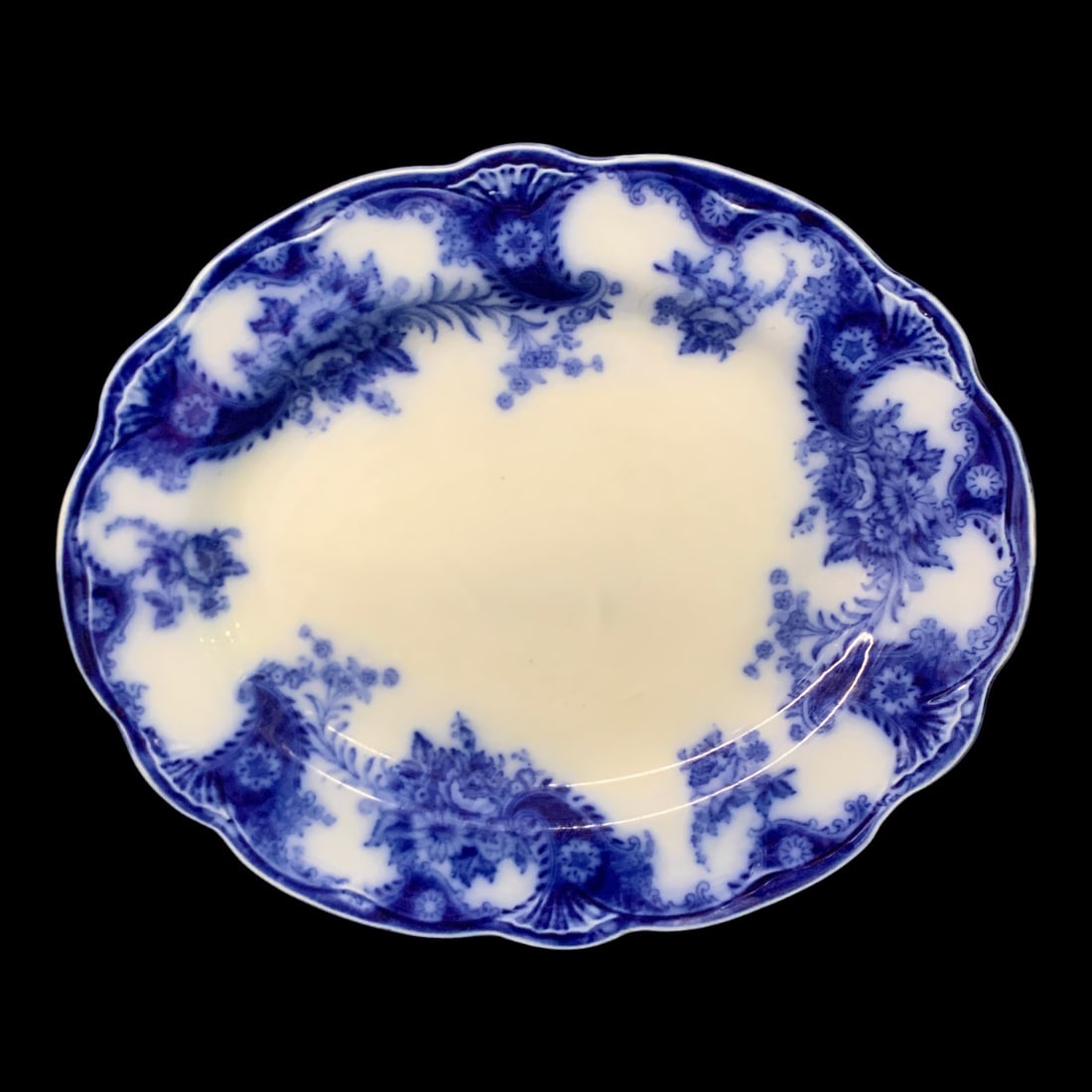 Lois N. W. P. Flow Blue Platter: Lois N. W. P. England Flo Blue Platter Marked On On Back: Lois, N. W. P., England10 3/4" Long