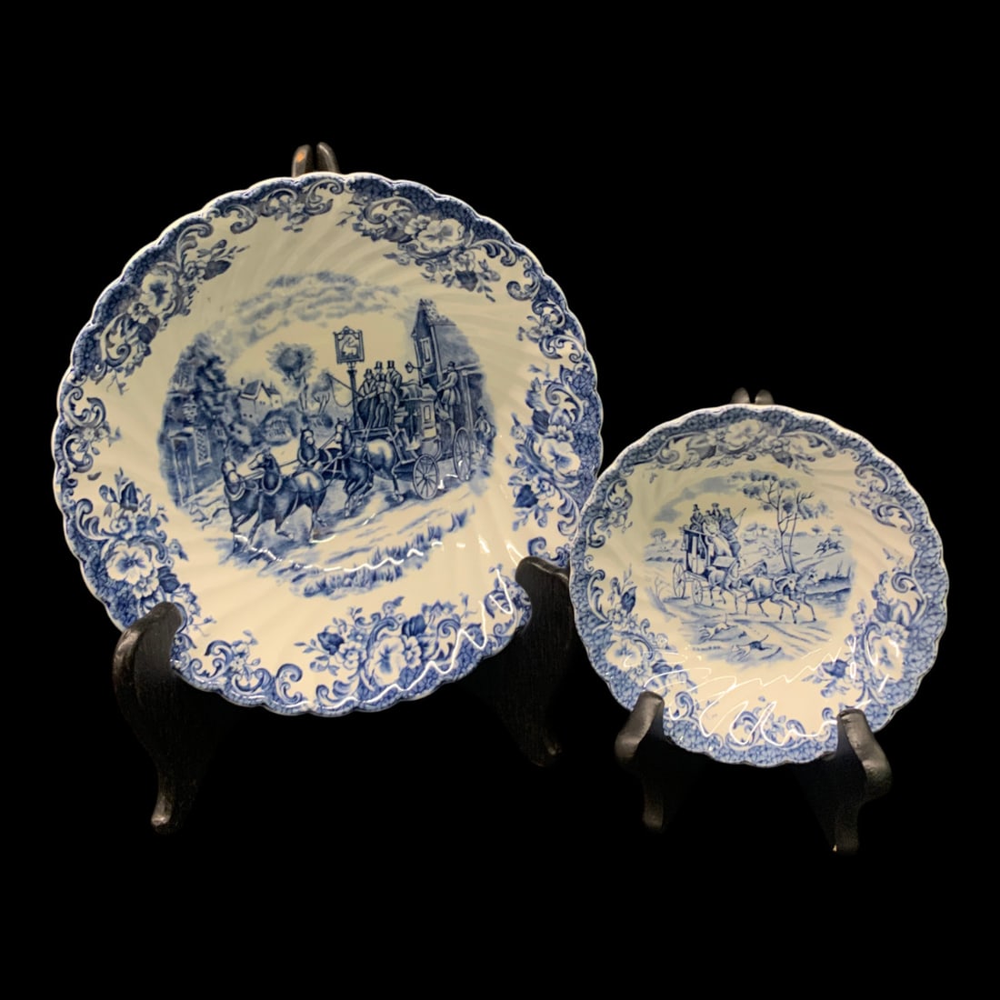13 Johnson Bros. Blue Transferware Plates (1 of 7)