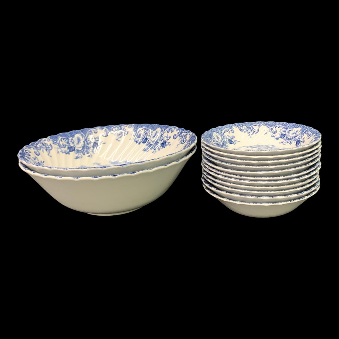13 Johnson Bros. Blue Transferware Plates - 7
