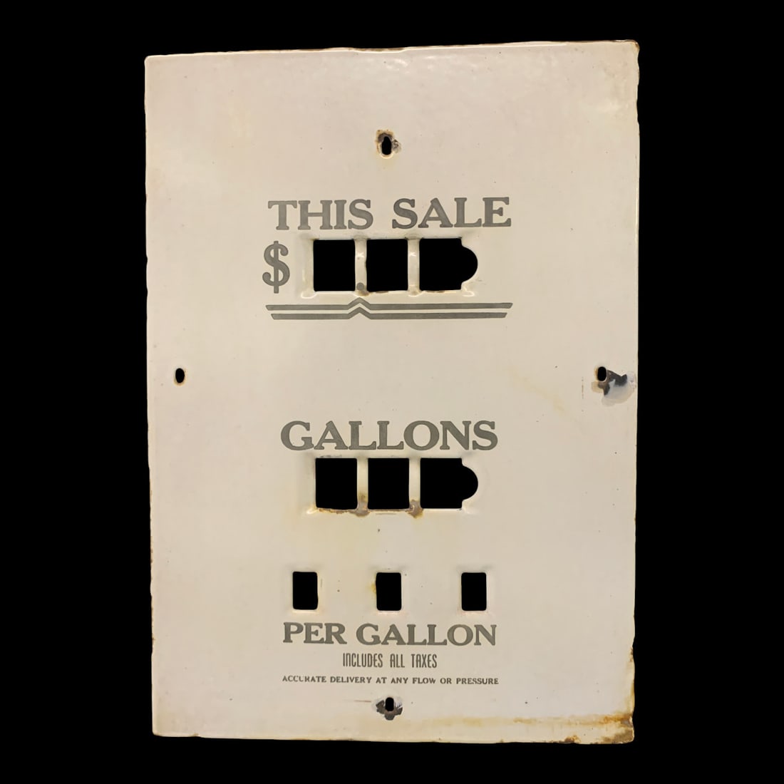 Vintage Painted Metal Faceplate: Vintage Painted Metal Faceplate From A Gas Pump9" X 12 5/8"