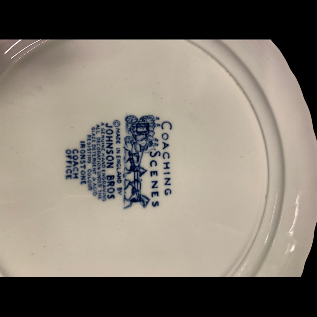 12 Johnson Bros. Blue Transferware Plates - 4