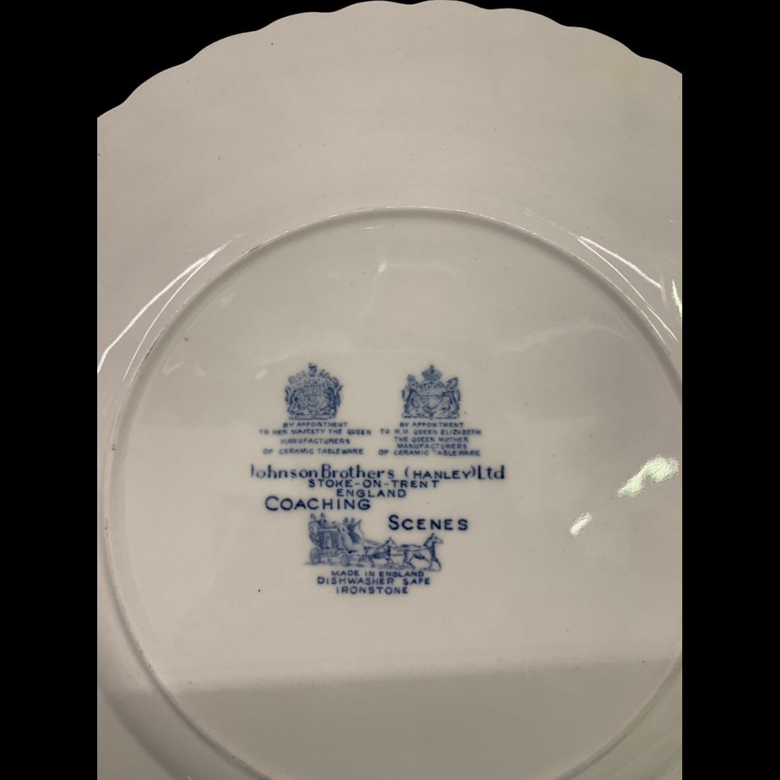 12 Johnson Bros. Blue Transferware Plates - 7