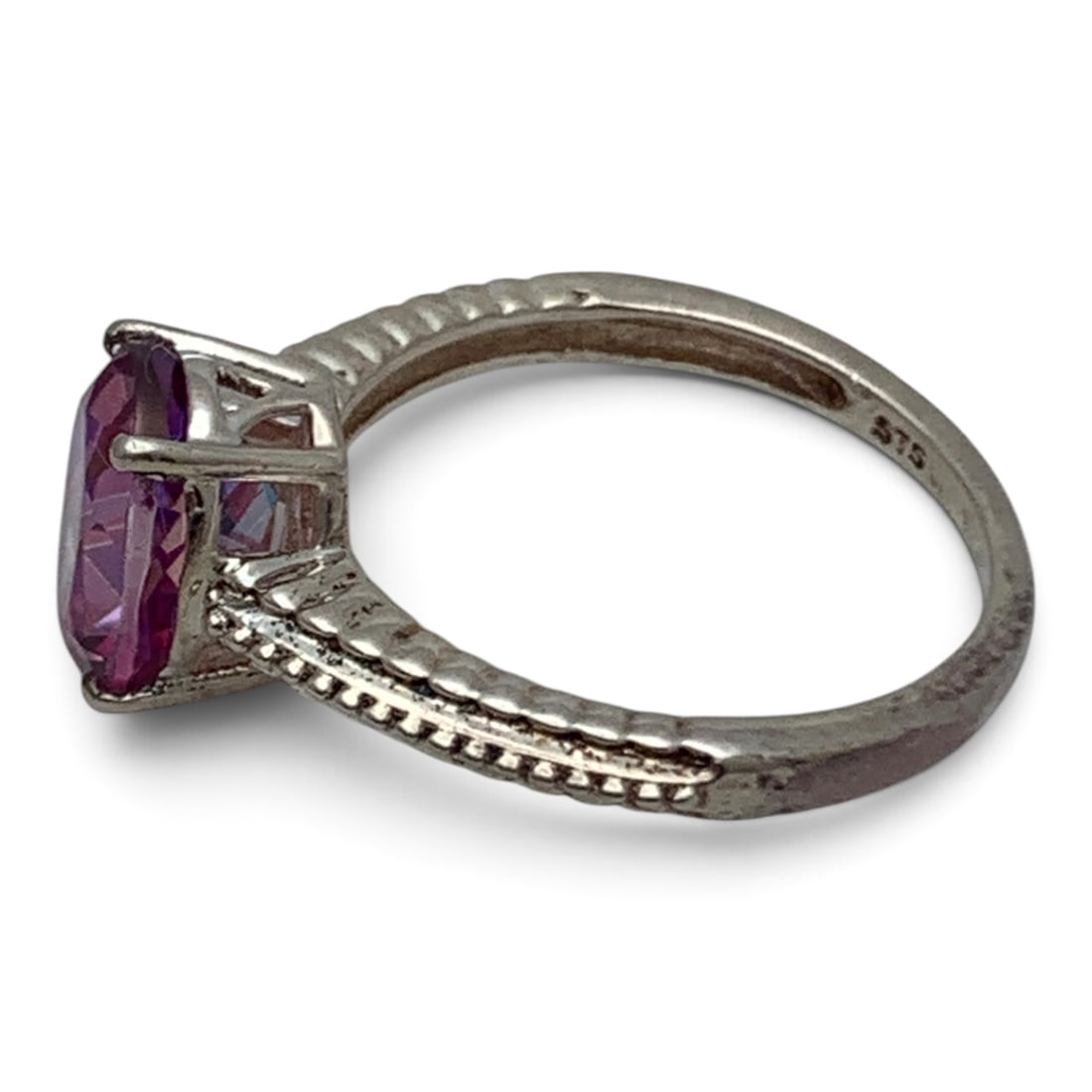 Sterling Silver Ring With Solitaire Pink Stone - 2