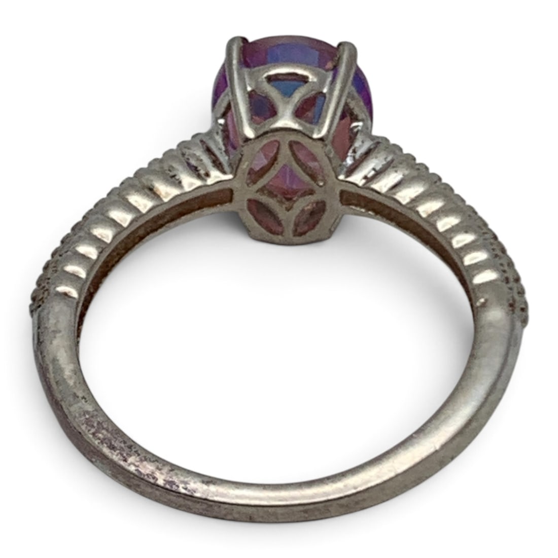 Sterling Silver Ring With Solitaire Pink Stone - 3