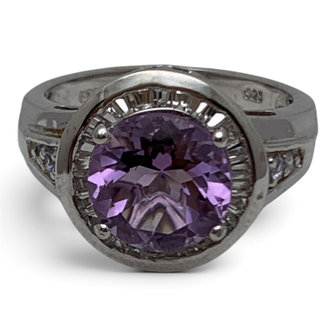 Sterling Silver Ring With Purple & Clear Stones (1 of 6)