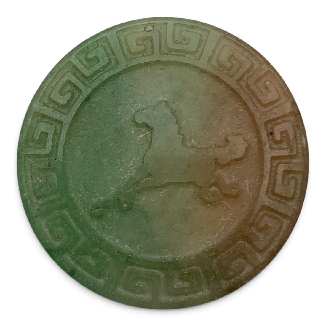Vintage Carved Green Jade Pendant: Vintage Green Jade Pendant Featuring Intricate Carved Designs 2" Long