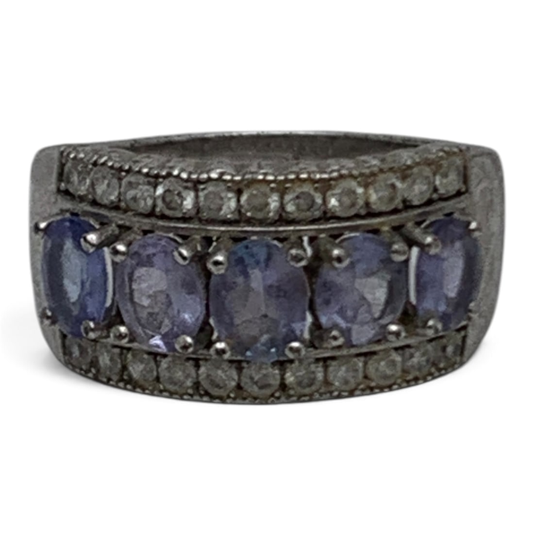 Sterling Silver Ring With Purple & Clear Stones (1 of 6)