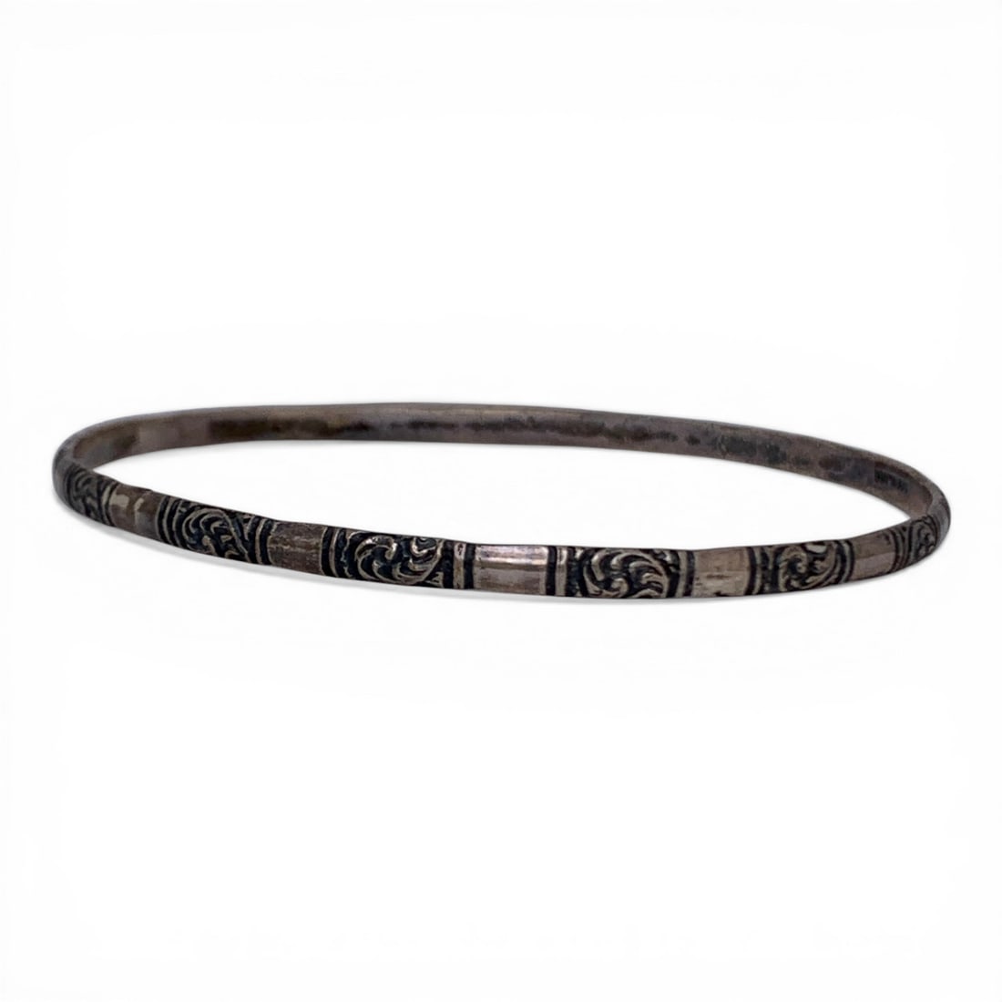 Thin Sterling Silver Bangle Bracelet: Marked Sterling - 2 1/2" Inside Width - 7.1 Grams