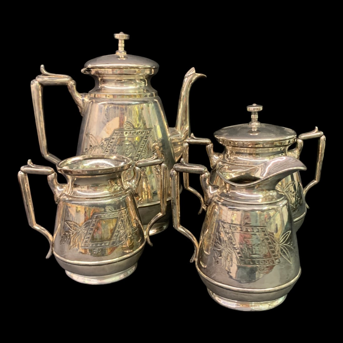 Rogers Smith & Co Quadruple Silver Plate Tea Set (1 of 17)
