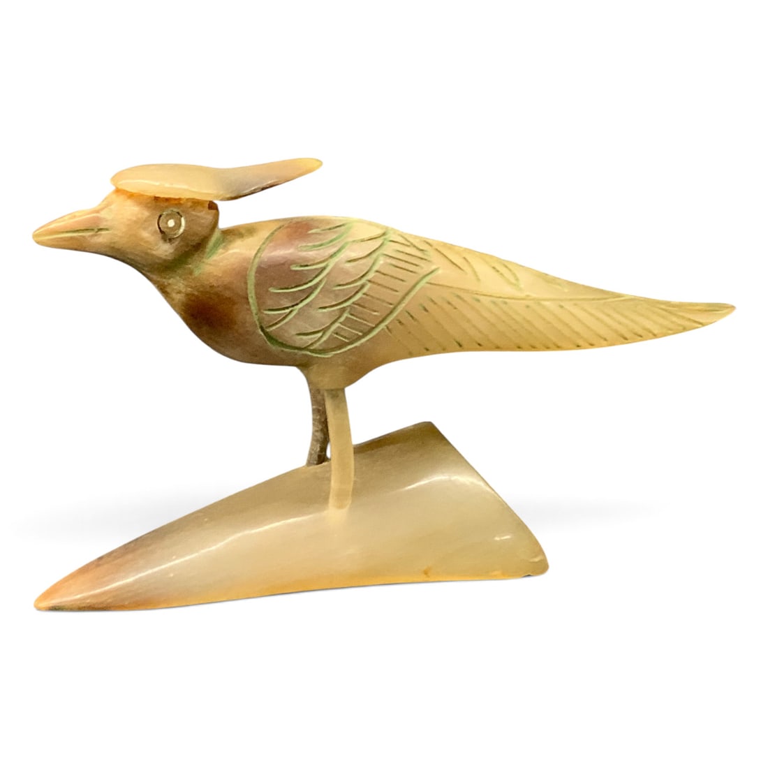 Vintage Carved Horn Bird Sculpture: Vintage Carved Horn Sculpture Of A Bird 5 1/4" Long - 2 3/4" Tall