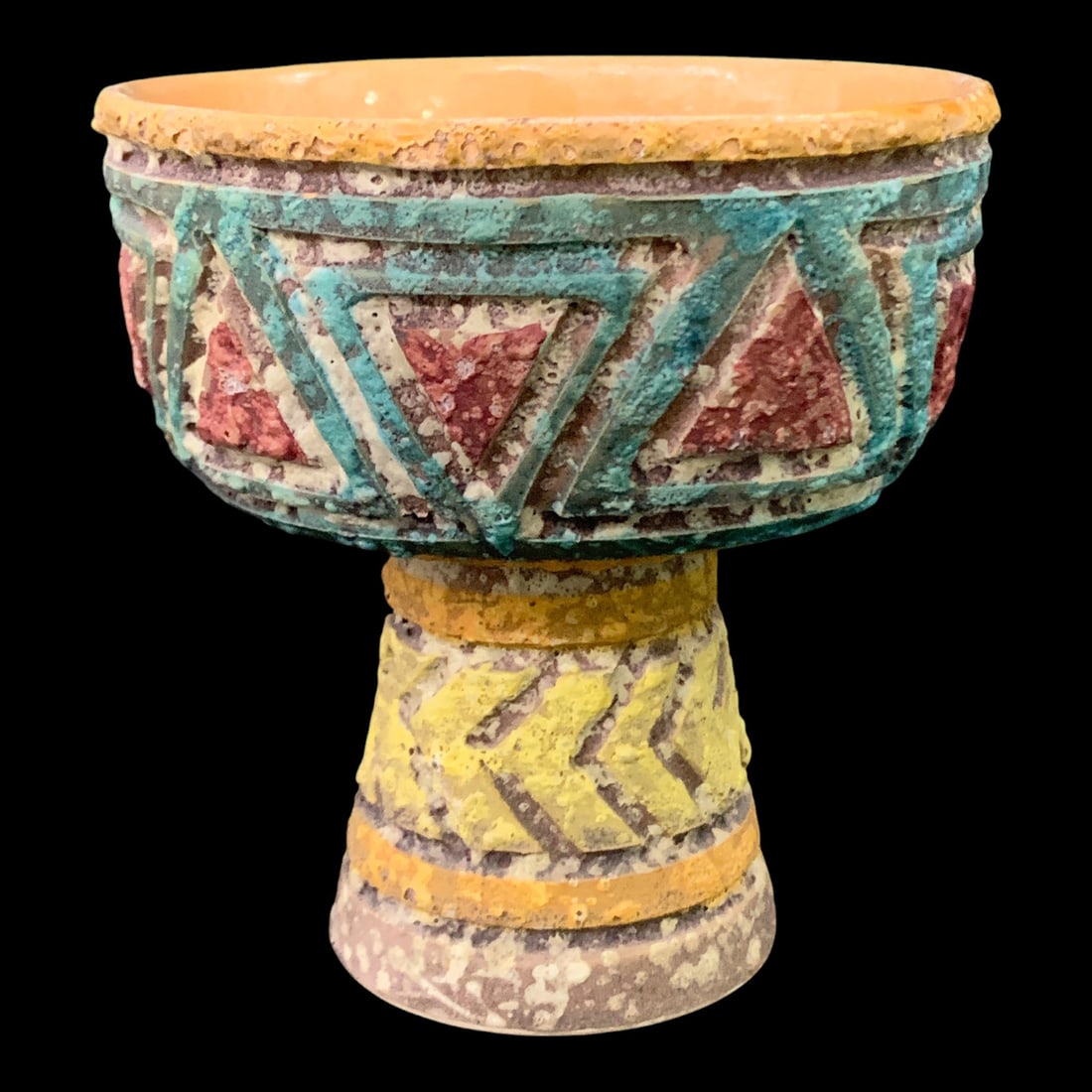 Mid-century Modern Italian Art Pottery Chalice: Mid-century Modern Italian Art Pottery Chalice 5 7/8" Tall
