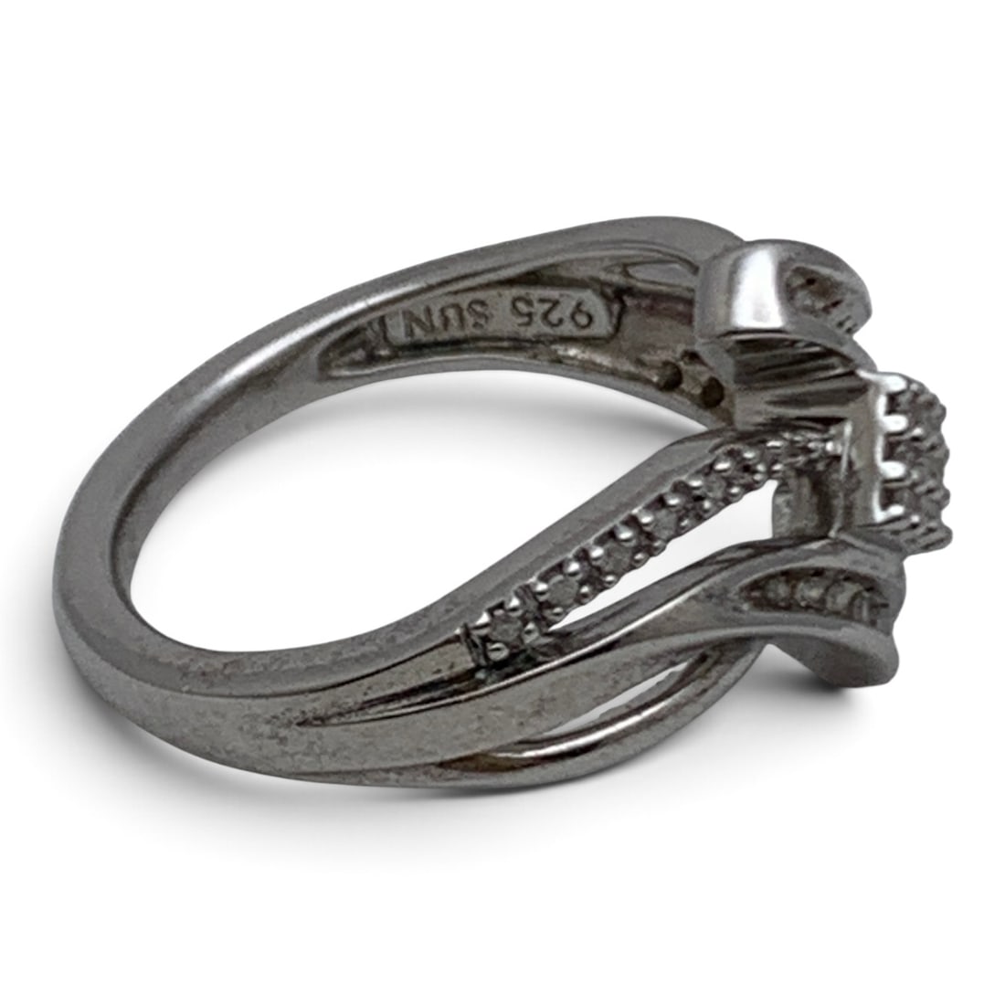 Sterling Silver & Diamond Ring - 4