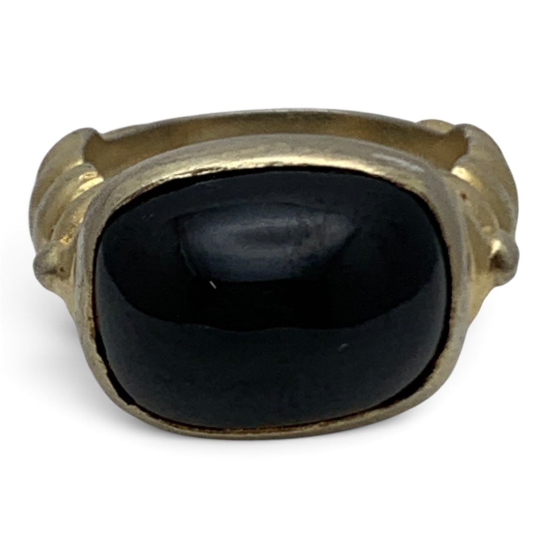 Sterling Silver & Black Stone Ring: Vintage Sterling Silver Ring With A Black Stone Marked: 925 - Size 7 - 10.2 Grams