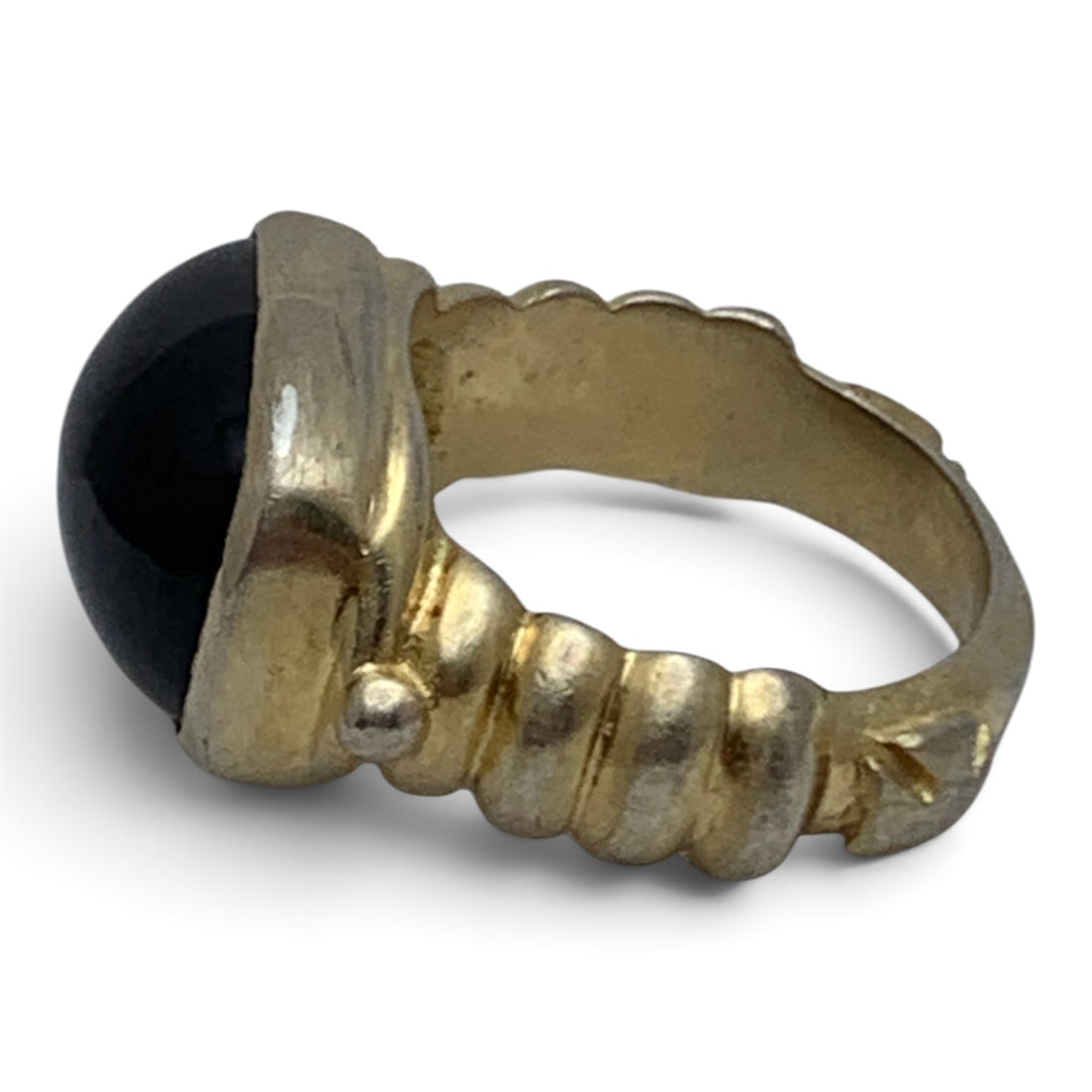 Sterling Silver & Black Stone Ring - 2