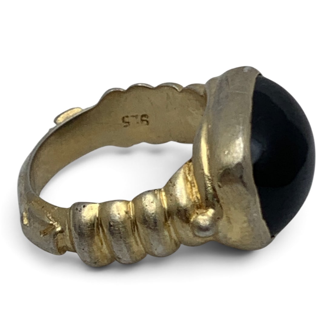 Sterling Silver & Black Stone Ring - 4