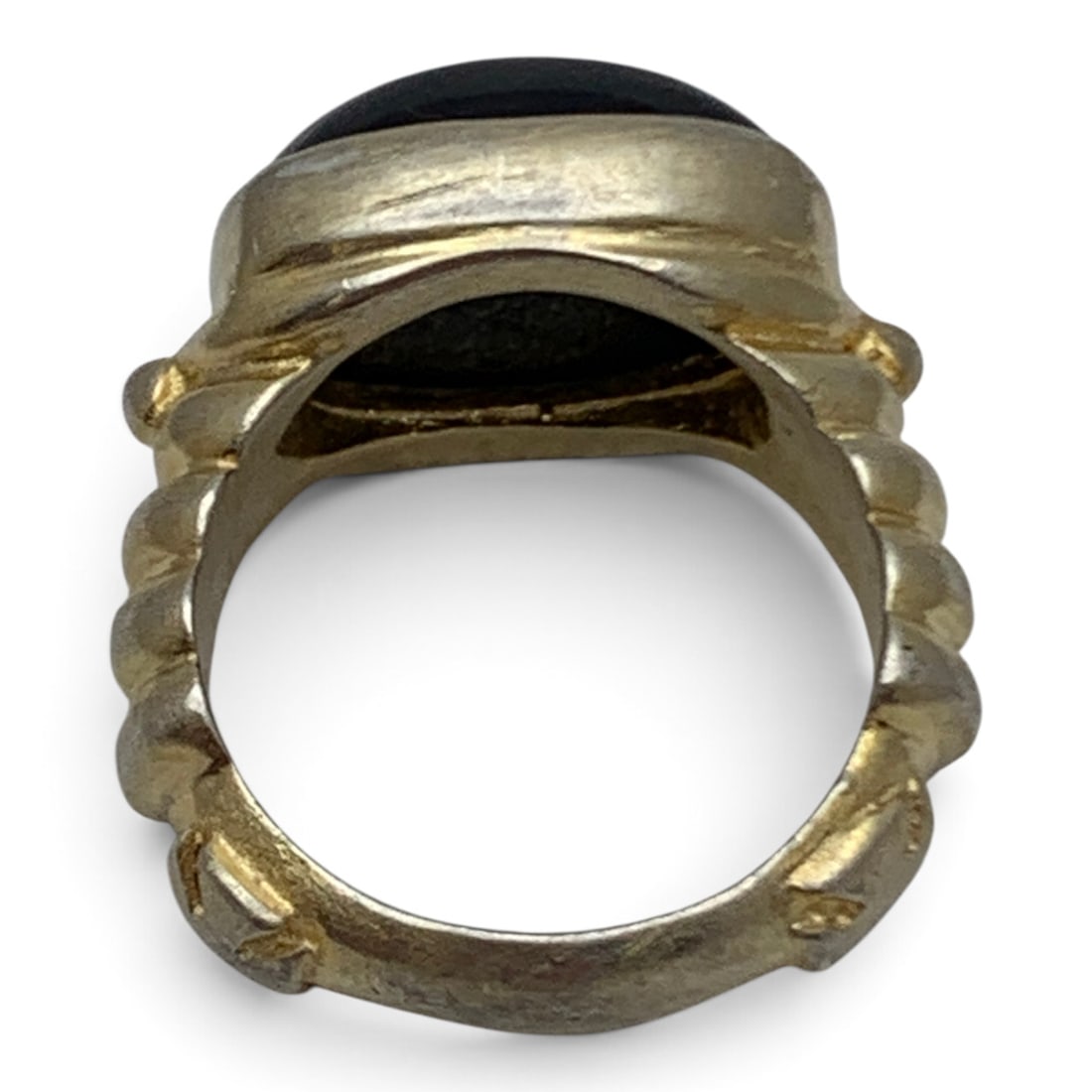 Sterling Silver & Black Stone Ring - 5