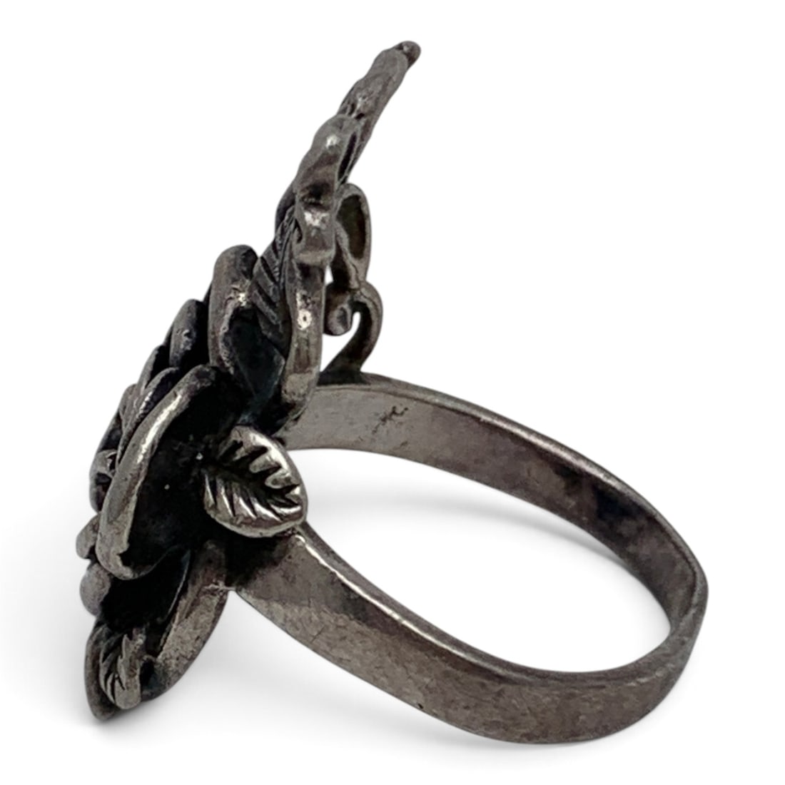 Vintage Sterling Silver Rose Ring - 2