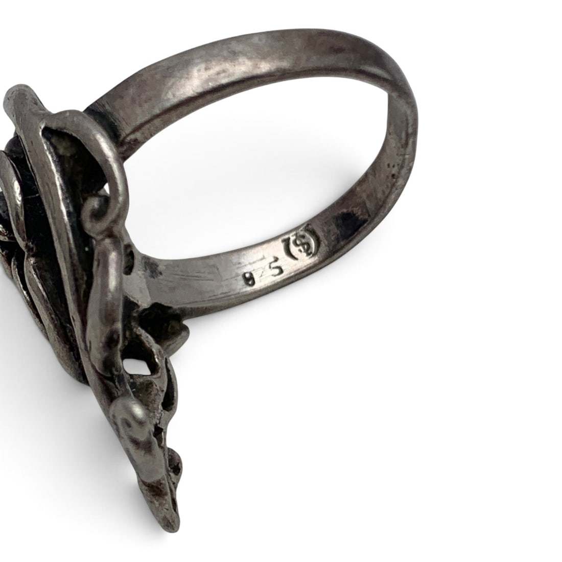 Vintage Sterling Silver Rose Ring - 5
