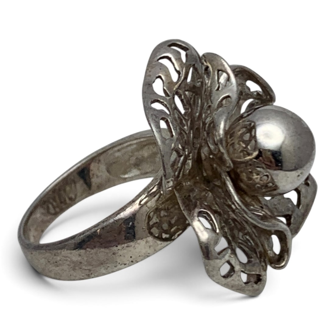 Sterling Silver Flower Ring - 4