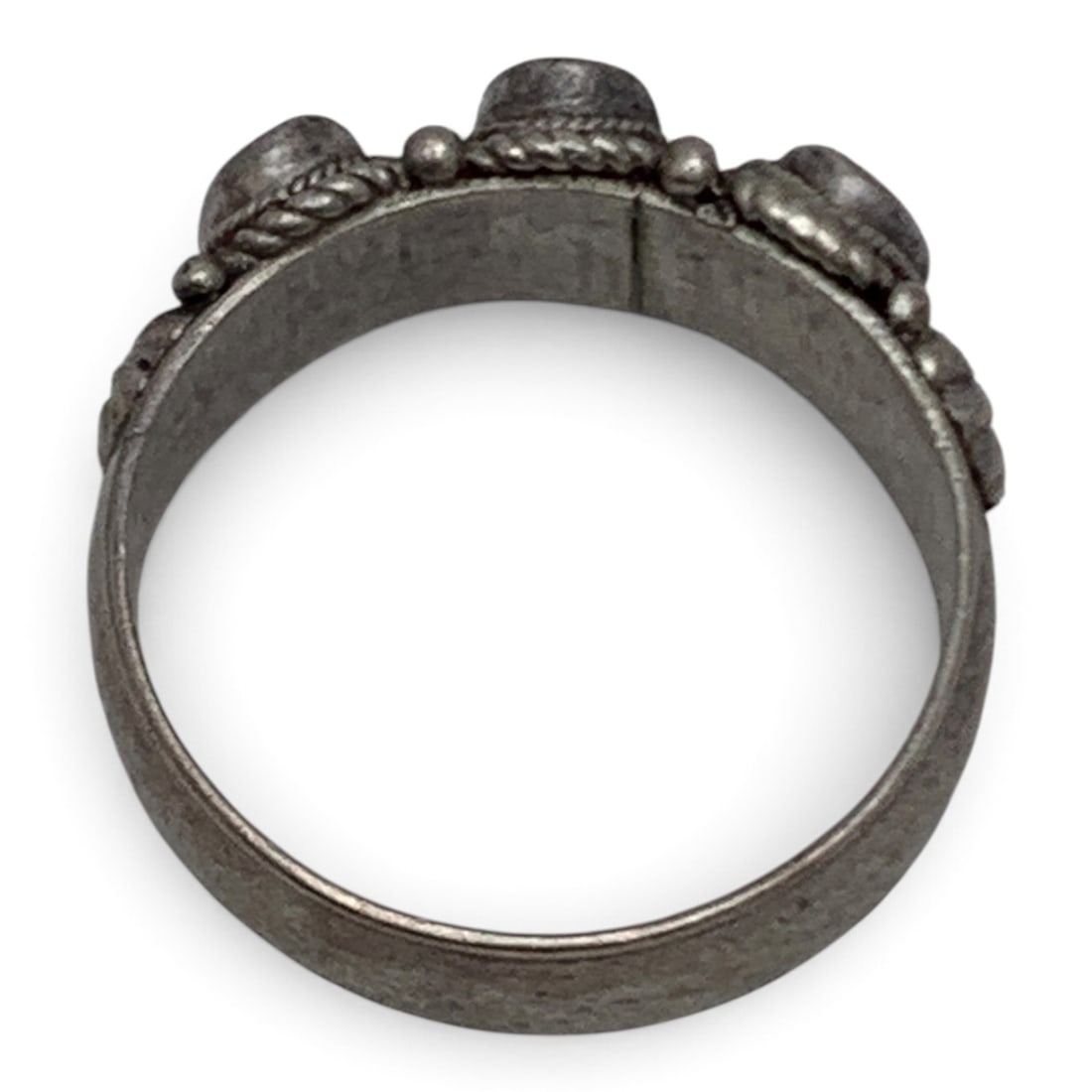 Sterling Silver & Green Stone Ring - 5