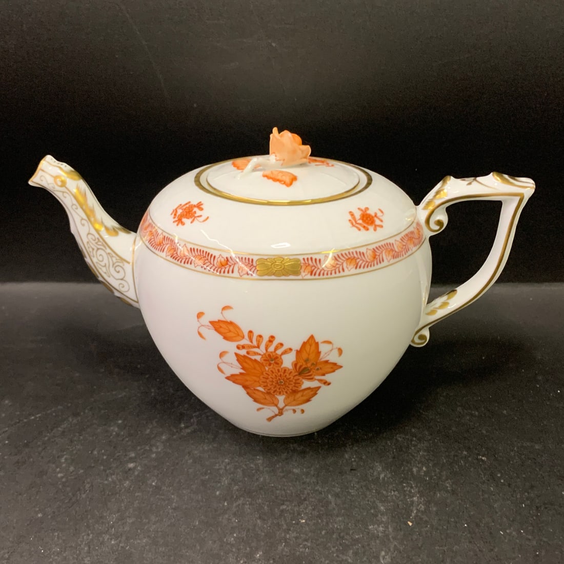 Herend Chinese Bouquet Rust Tea Pot (1 of 8)
