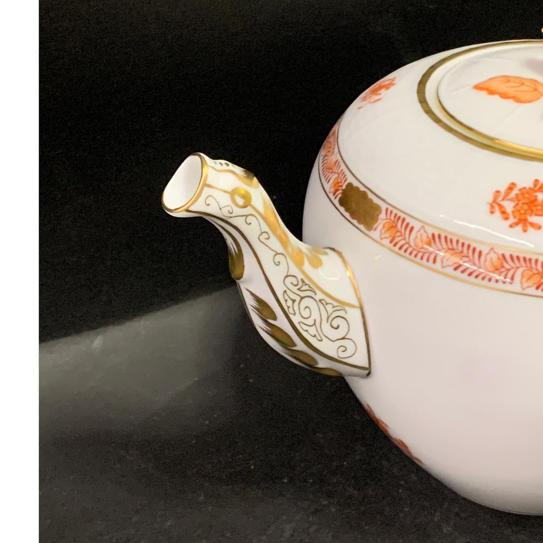 Herend Chinese Bouquet Rust Tea Pot - 5
