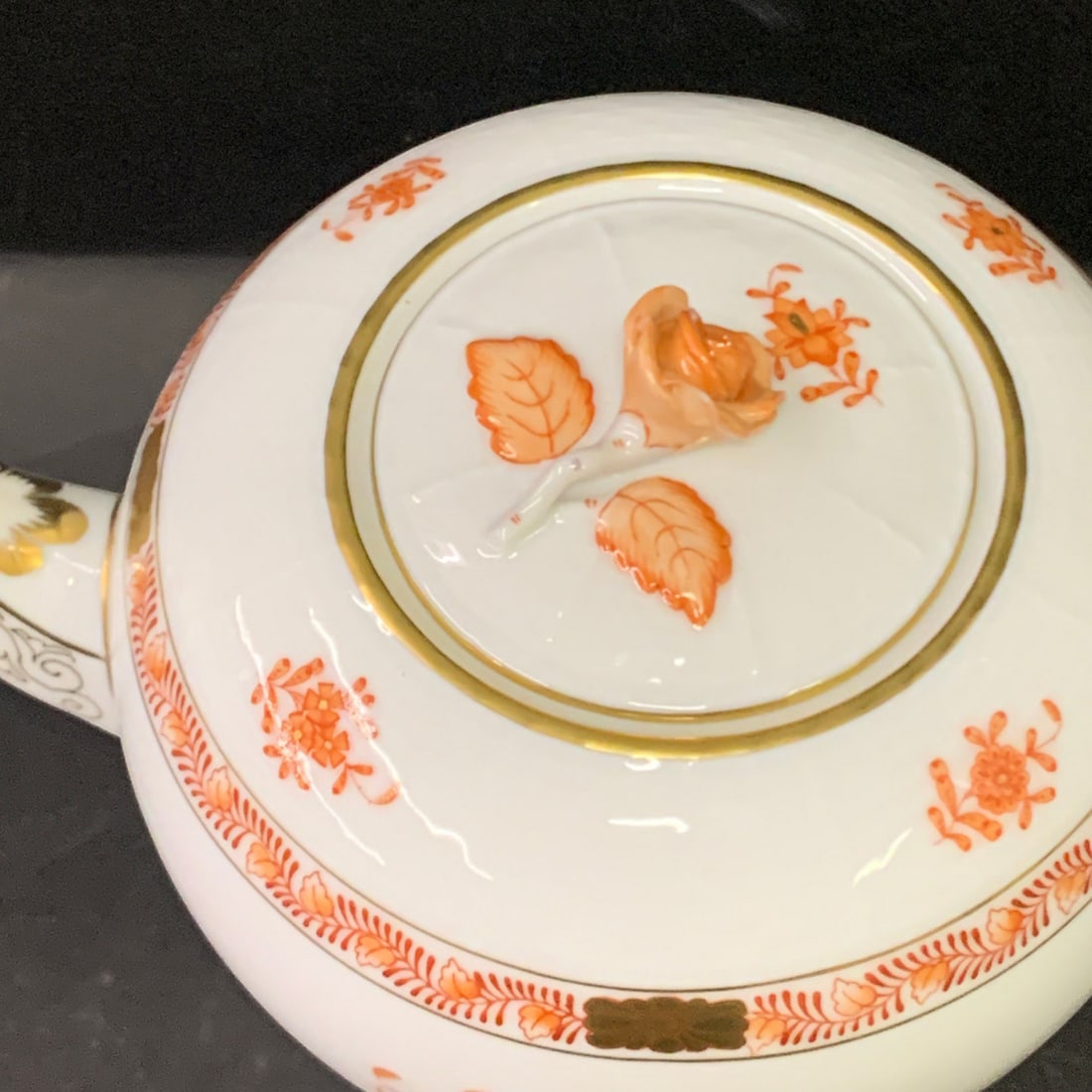 Herend Chinese Bouquet Rust Tea Pot - 6