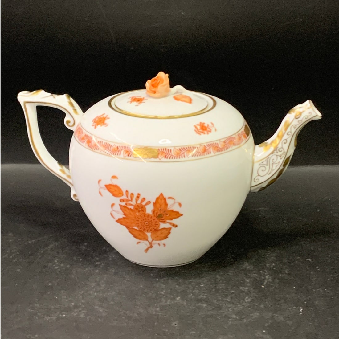 Herend Chinese Bouquet Rust Tea Pot - 7